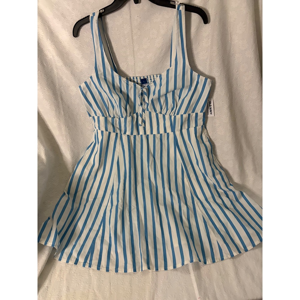 Old Navy Coastal Grandmother Preppy Americana Mini Dress Pockets Large NWT